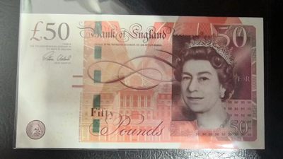 英国2010年50镑 F序列 签名如图 欧洲纸币 实物图 UNC - 英国2010年50镑 F序列 签名如图 欧洲纸币 实物图 UNC