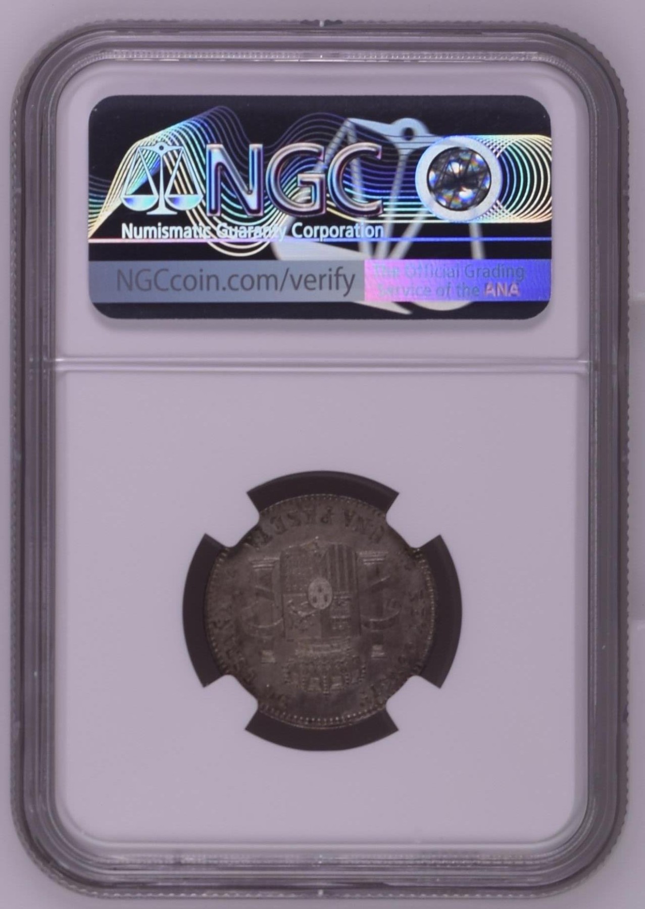 长老汇兔年精选第二场 1900(00) SMV 西班牙阿方索十三世1比塞塔银币，NGC MS61分，更高分仅有26枚，这个有分数的比8里亚尔大银币少多了