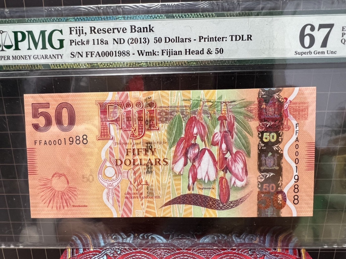 【Blue Auction】✨世界纸币精拍第432期——新年首拍 【首发1988倒置号 全同号】斐济 2013年5-100元 PMG67EPQ-66EPQ