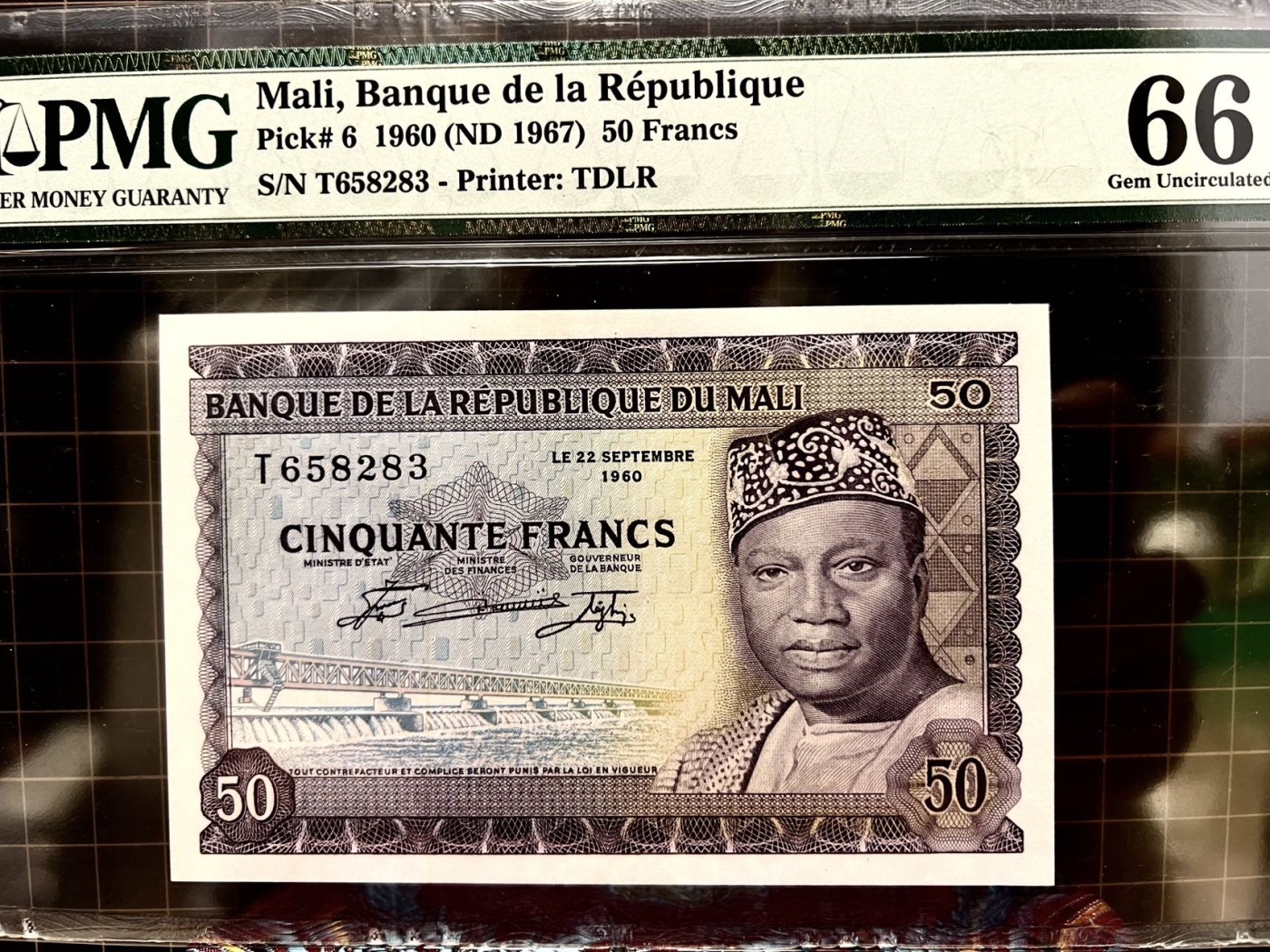 【Blue Auction】✨世界纸币精拍第432期——新年首拍 【无47】马里 1960年 50法郎 马里新娘在古城旁凝视 画面唯美 PMG66EPQ