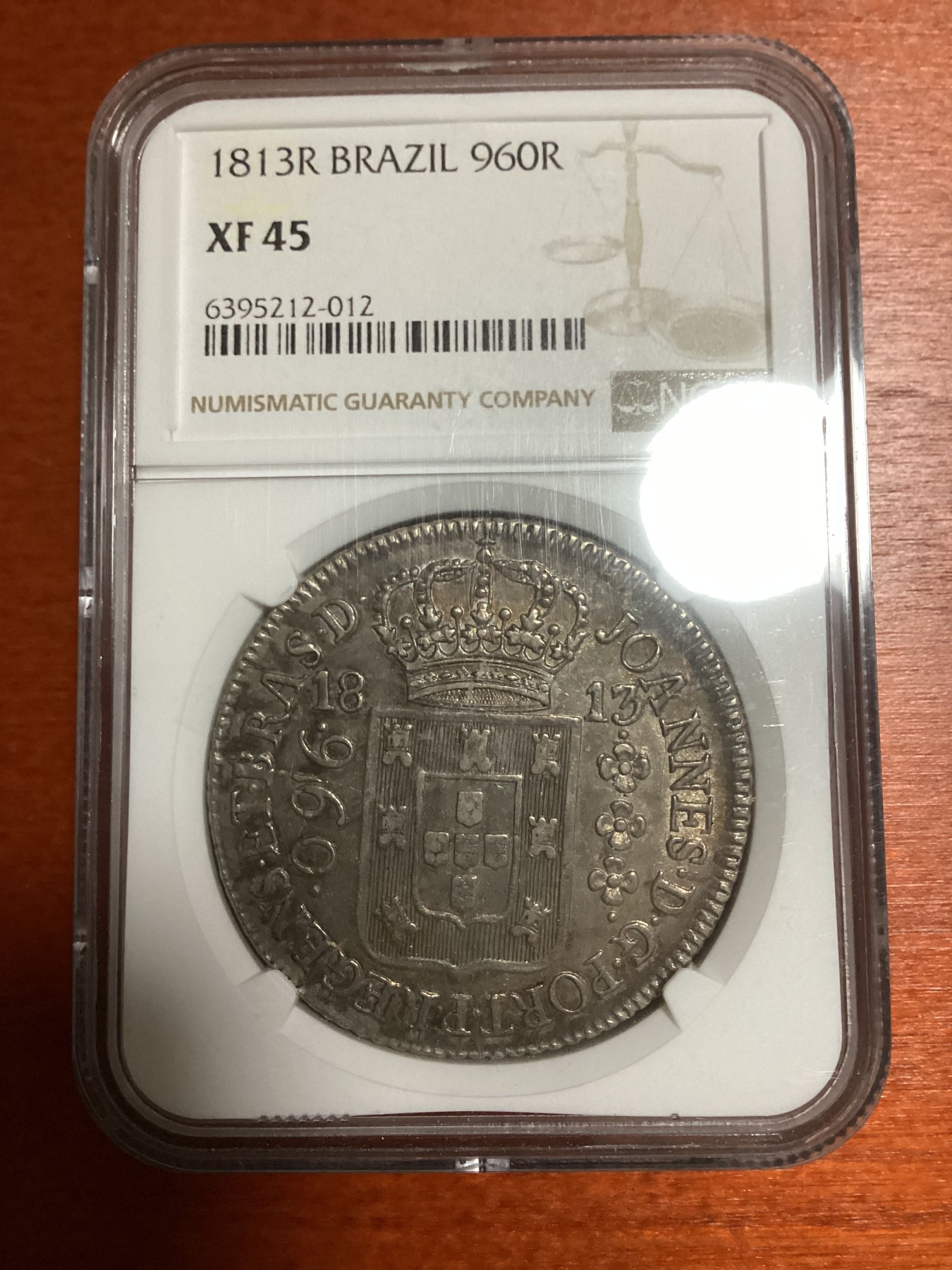 长老汇兔年精选第二场 1813R 巴西早期960R大银币，NGC XF45分，西班牙双柱基础上打制而成，别有韵味