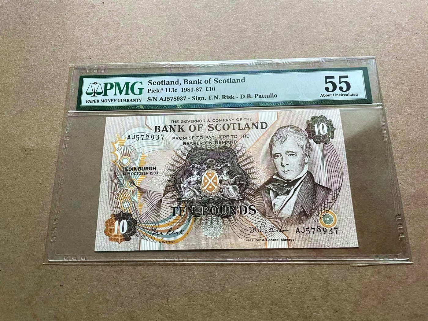 【Blue Auction】✨世界纸币精拍第432期——新年首拍 苏格兰 1981-87年10镑 PMG55