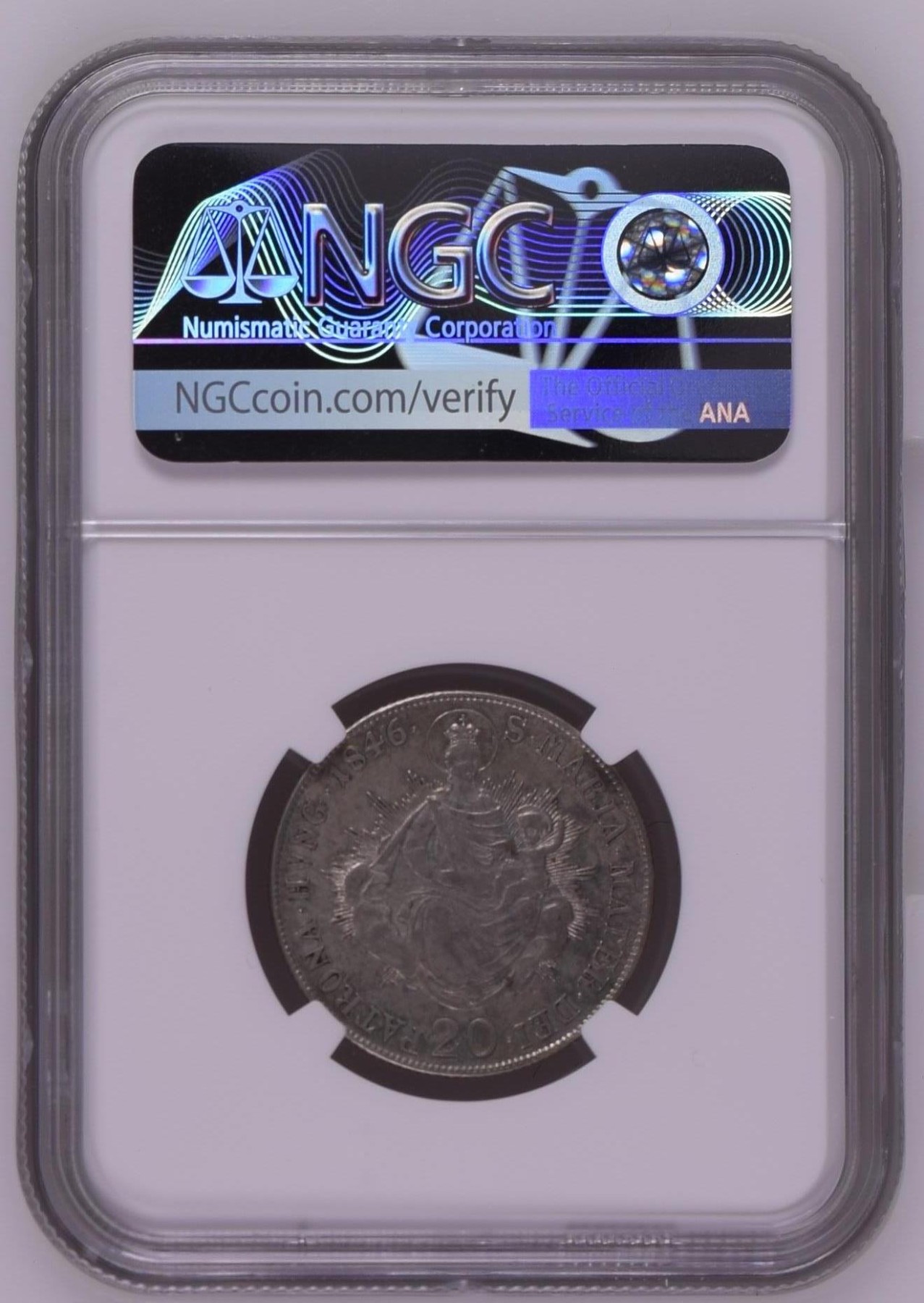 长老汇兔年精选第二场 1846B 匈牙利费迪南五世20K银币，NGC AU53分， 亚军分，更高分仅有一枚