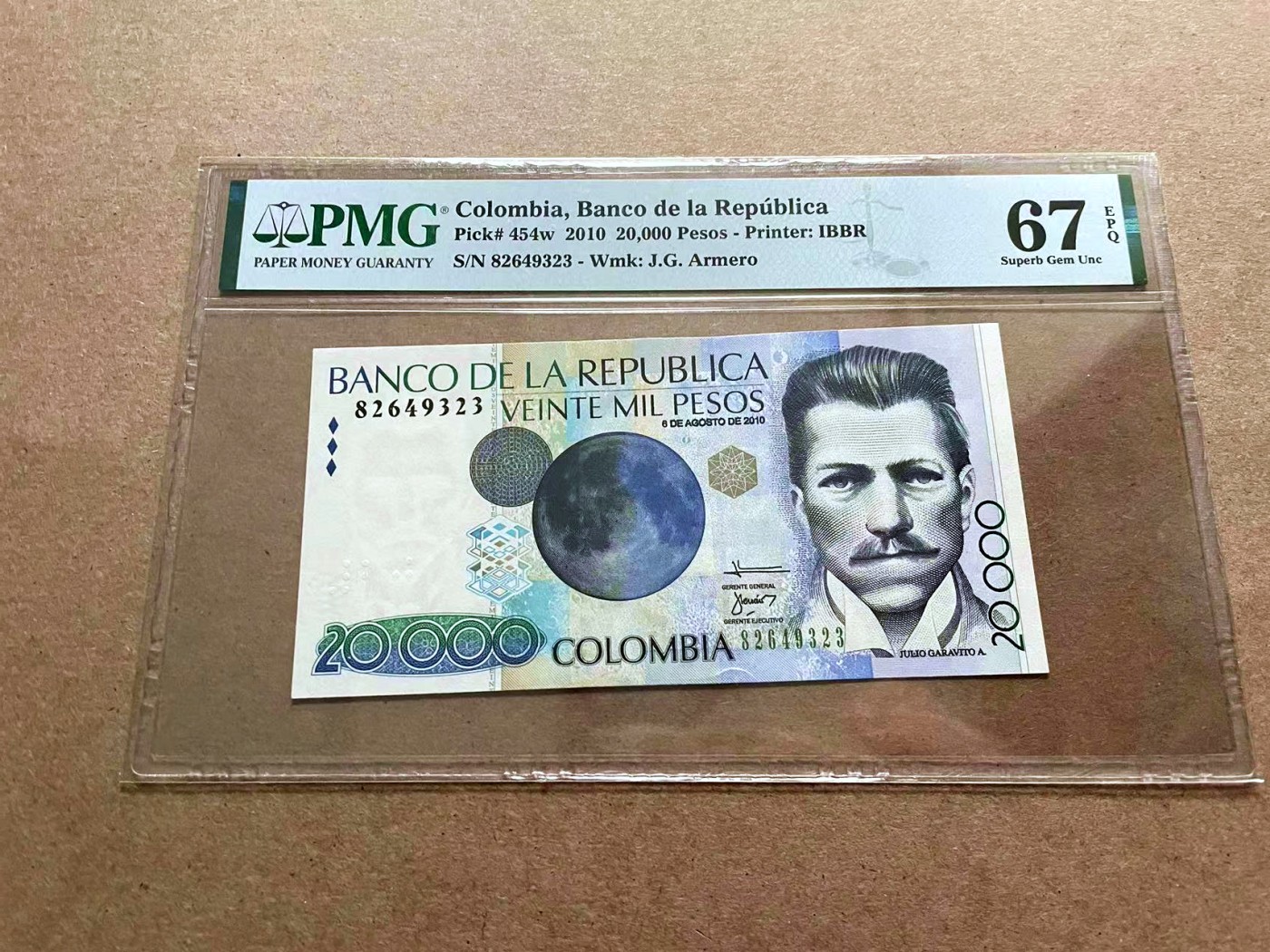 【Blue Auction】✨世界纸币精拍第432期——新年首拍 哥伦比亚 2010年20000比索 PMG67EPQ 高分