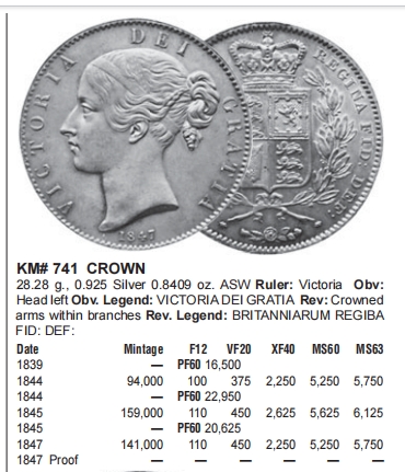 长老汇兔年精选第二场 1845 VIII G.BRITAIN CINQUEFOIL EDGE英国维多利亚早期1克朗大银币，NGC XF45分，克书价超两万元，难得一见