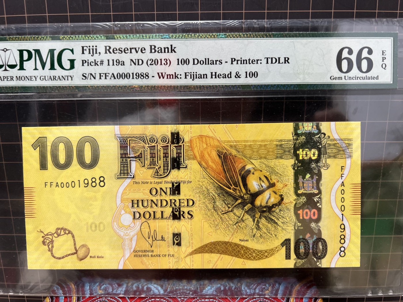 【Blue Auction】✨世界纸币精拍第432期——新年首拍 【首发1988倒置号 全同号】斐济 2013年5-100元 PMG67EPQ-66EPQ