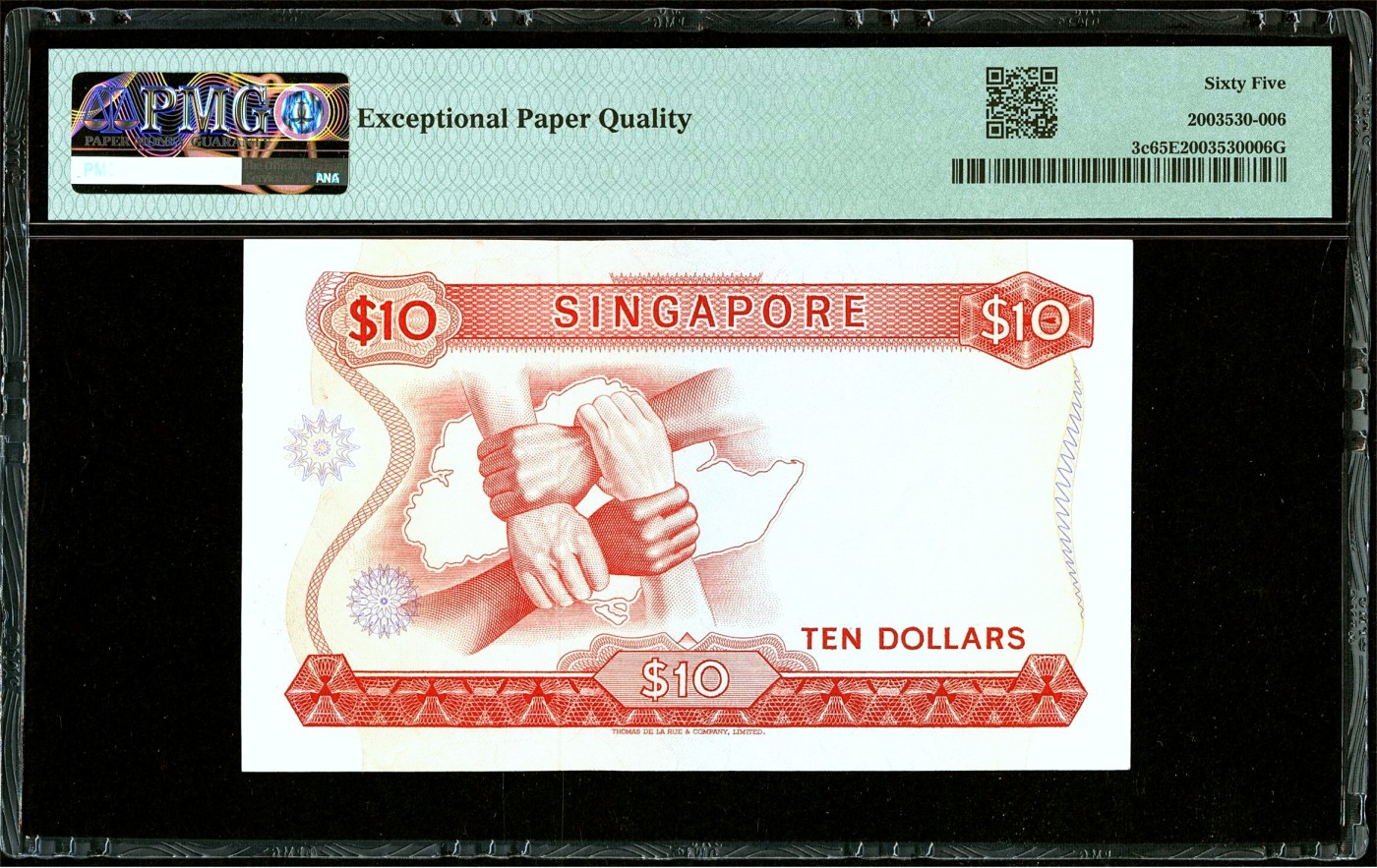 【Blue Auction】✨世界纸币精拍第432期——新年首拍 新加坡 花版 1972年10元 PMG65EPQ 绝品 无章版