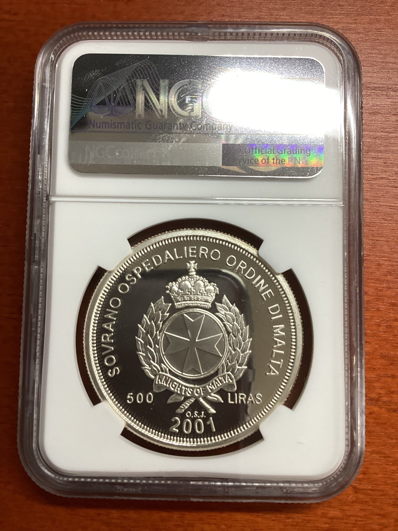 长老汇兔年精选第二场 珍稀币，2001 马耳他海神波塞冬500里拉精制银币，NGC PF68UC，唯一亚军分，更高分仅有一枚