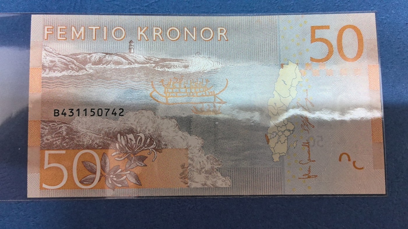 瑞典2015年50克朗 欧洲纸币 实物图 UNC
