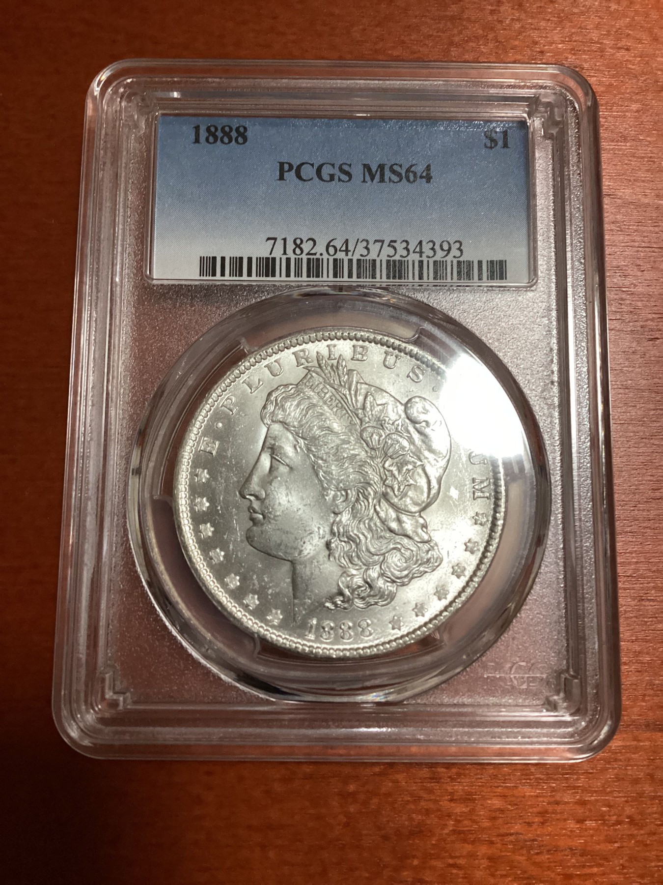 长老汇兔年精选第二场 1888美国摩根一美元银币，PCGS MS64分，吉祥年份