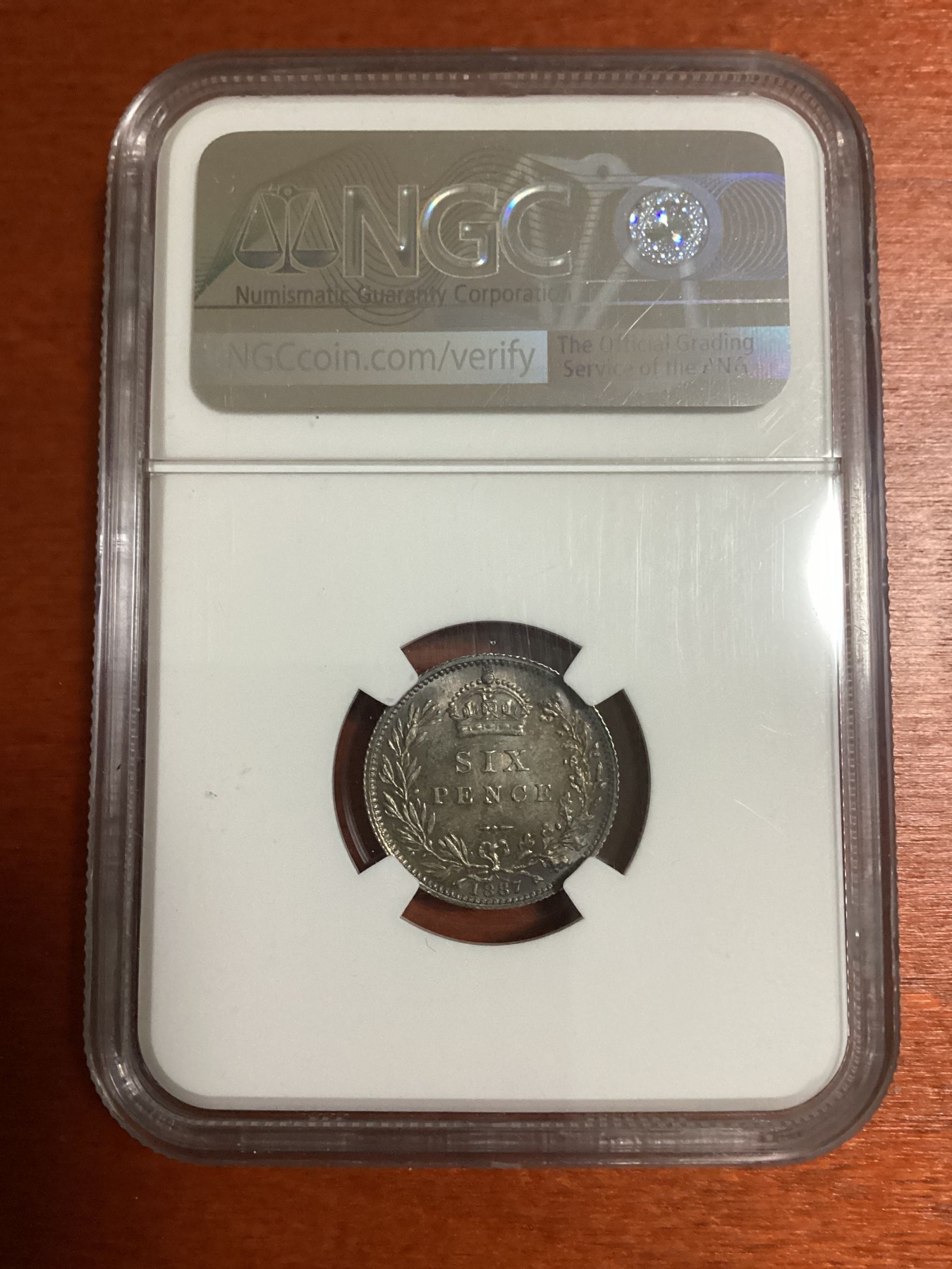 长老汇兔年精选第二场 1887 G.BRITAIN JUBILEE HEAD & WREATH英国维多利亚高冠6便士银币，NGC MS63+