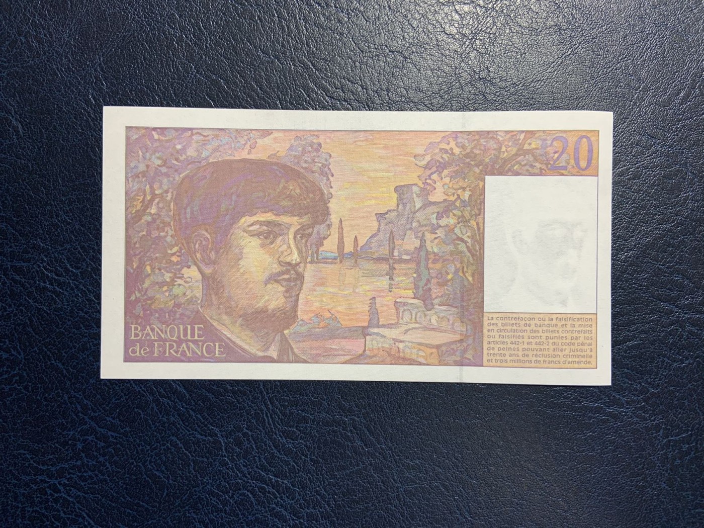 收藏联盟Quantum Auction 第323期拍卖 (需要寄存以及更改收货地址请提前告知) 法国1997年20法郎 品相全新UNC 号码无4 音乐家 彪西德
