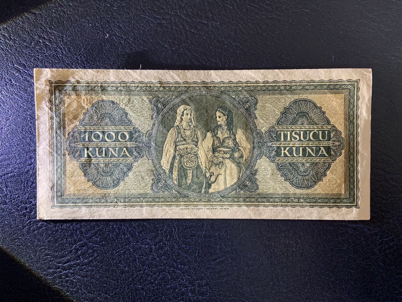 收藏联盟Quantum Auction 第323期拍卖 (需要寄存以及更改收货地址请提前告知) 克罗地亚1943年1000库纳 品相UNC 边角有瑕疵 捷德代印