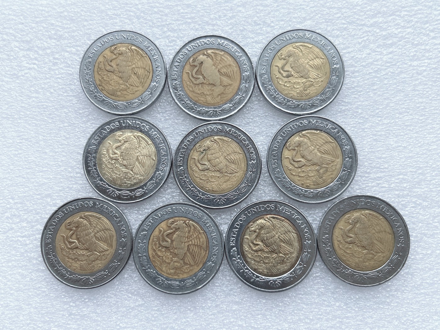 第一海外回流一元起拍收藏 散币专场 第65期 墨西哥2比索玛雅鹰蛇 双金属币 10枚