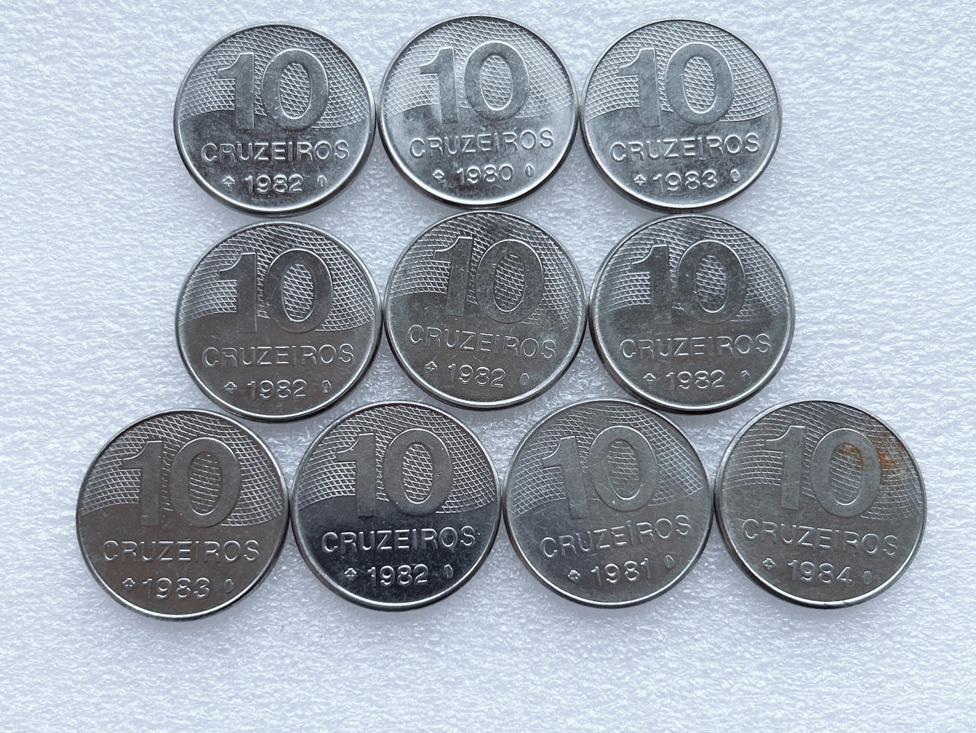 第一海外回流一元起拍收藏 散币专场 第65期 巴西80年代10克鲁塞罗扎多地图币 10枚