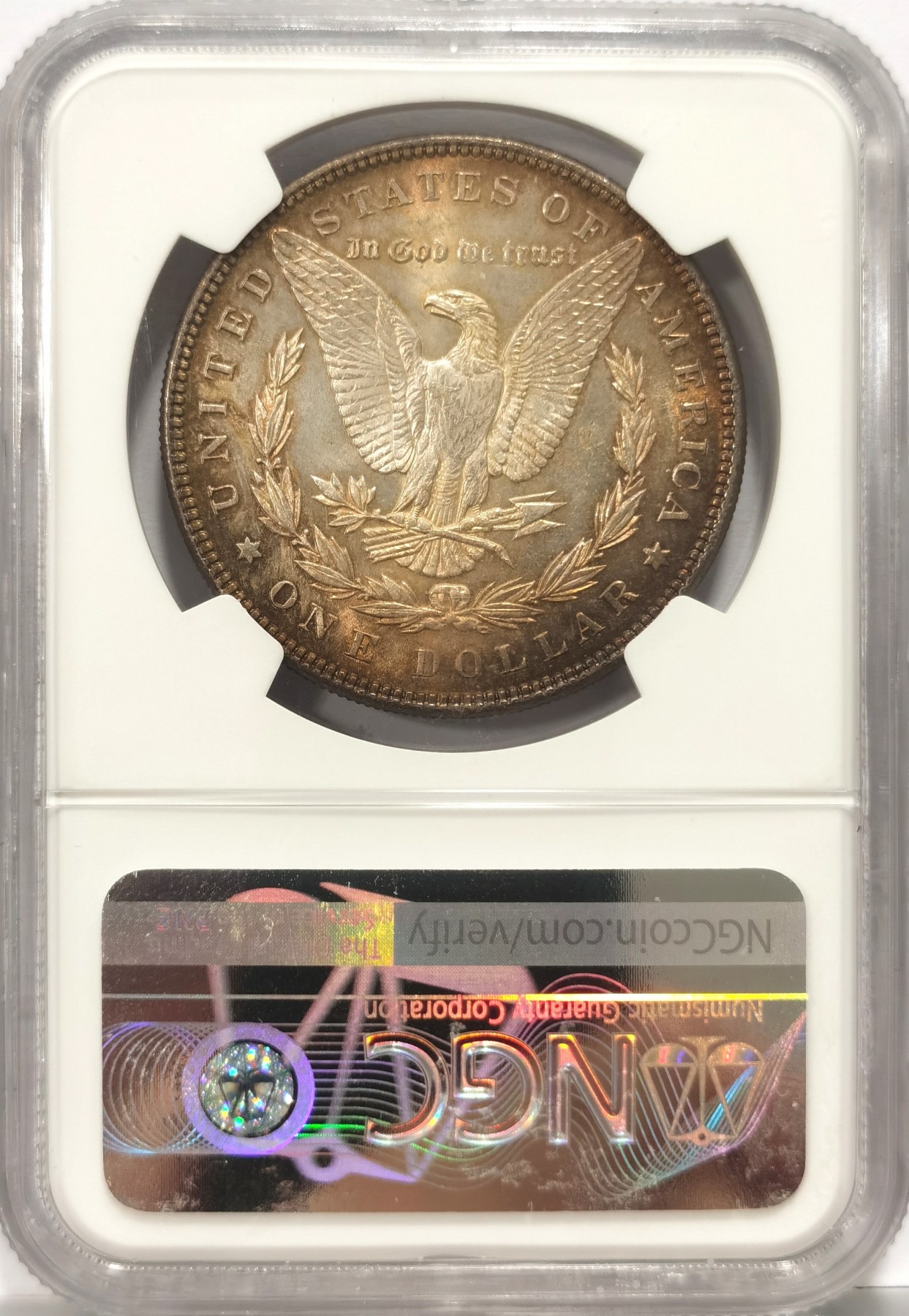 博洋堂世界钱币拍卖第064期（全场包邮） 1888年美国摩根银币P版NGC-MS64，原汁原味五彩老包浆，双面彩，包浆醇厚，打制精美，五彩斑斓。1888吉祥年份吉祥寓意要发发发，市场上比较稀少年份版本的摩根币