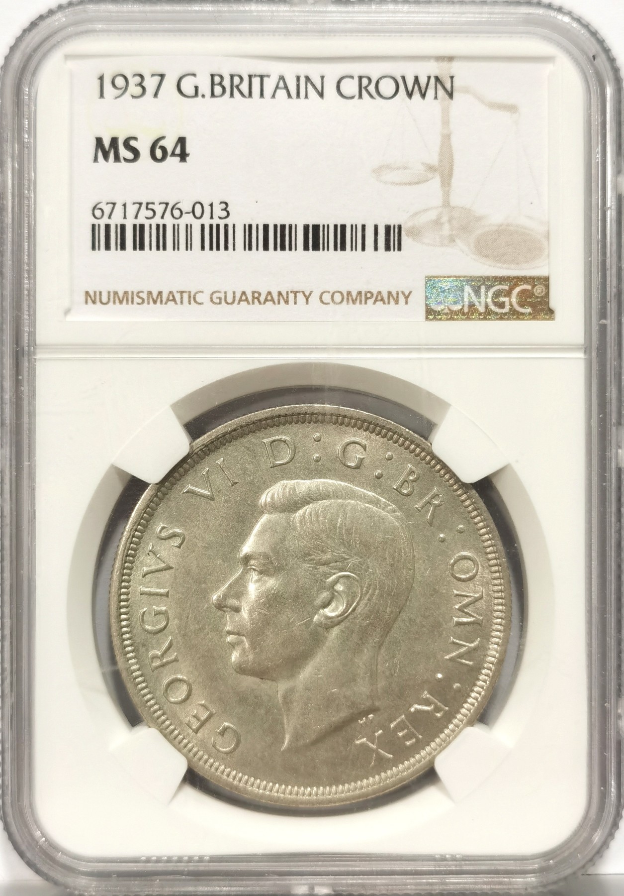 博洋堂世界钱币拍卖第064期（全场包邮） NGC MS64 英国1937年乔治六世登基1克朗大银币
