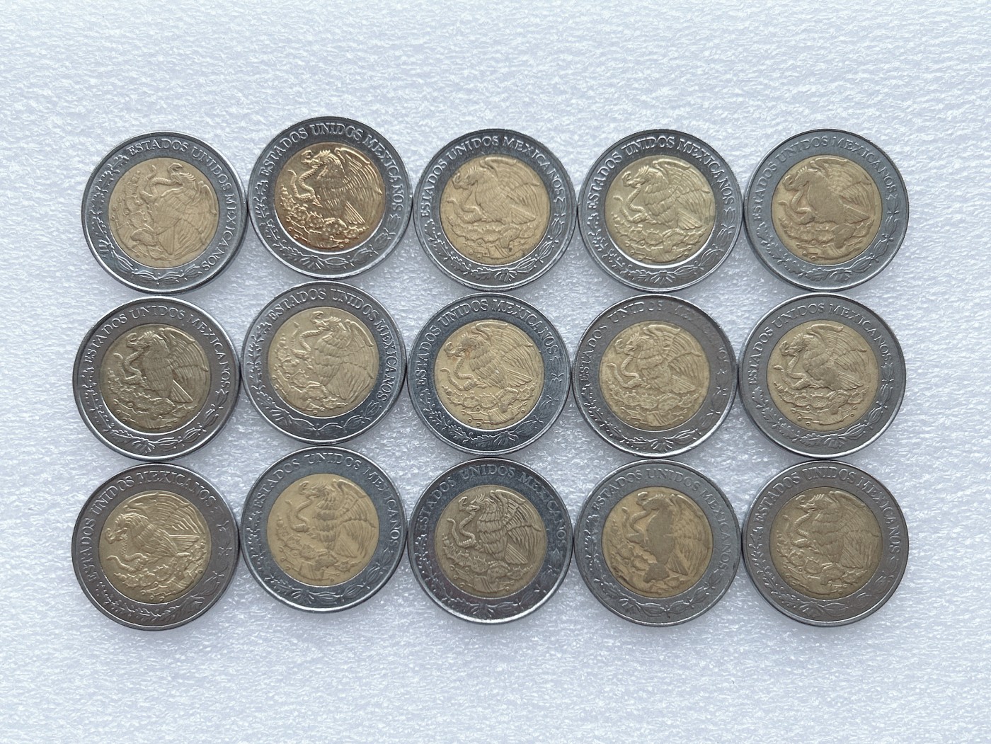 第一海外回流一元起拍收藏 散币专场 第65期 墨西哥1比索玛雅鹰蛇 双金属币 15枚