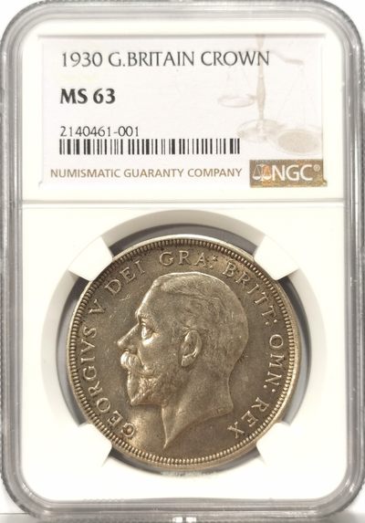 博洋堂世界钱币拍卖第064期（全场包邮） - NGC MS63 英国1930年乔治五世花冠克朗大银币，仅铸造4847枚，花冠中非常少的年份