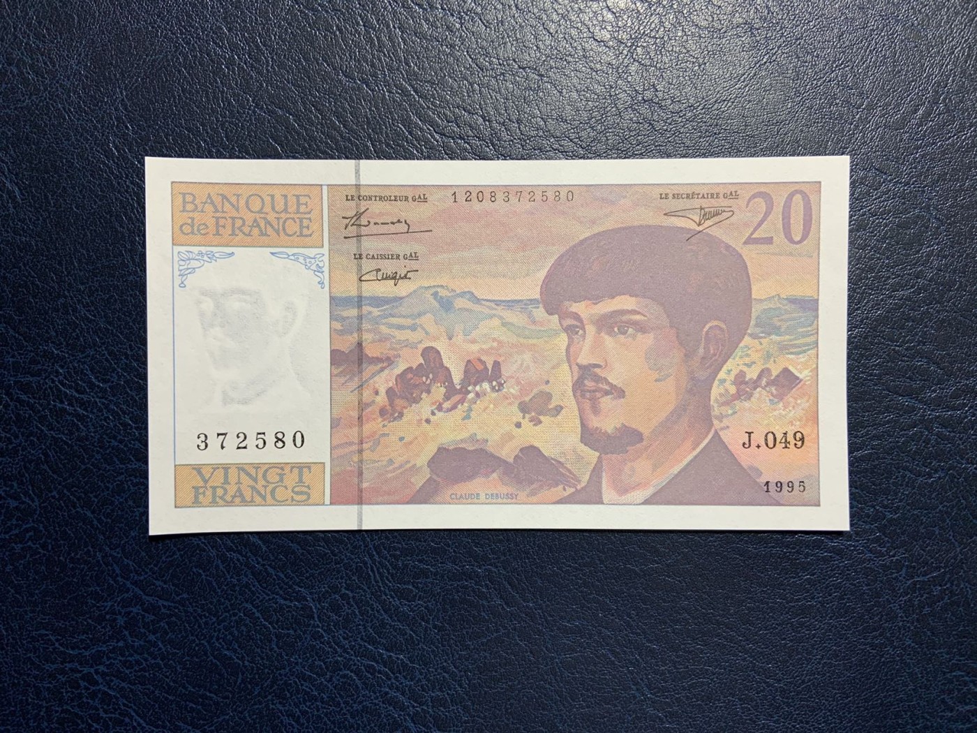 收藏联盟Quantum Auction 第323期拍卖 (需要寄存以及更改收货地址请提前告知) 法国1995年20法郎 品相全新UNC 号码无4 音乐家 彪西德