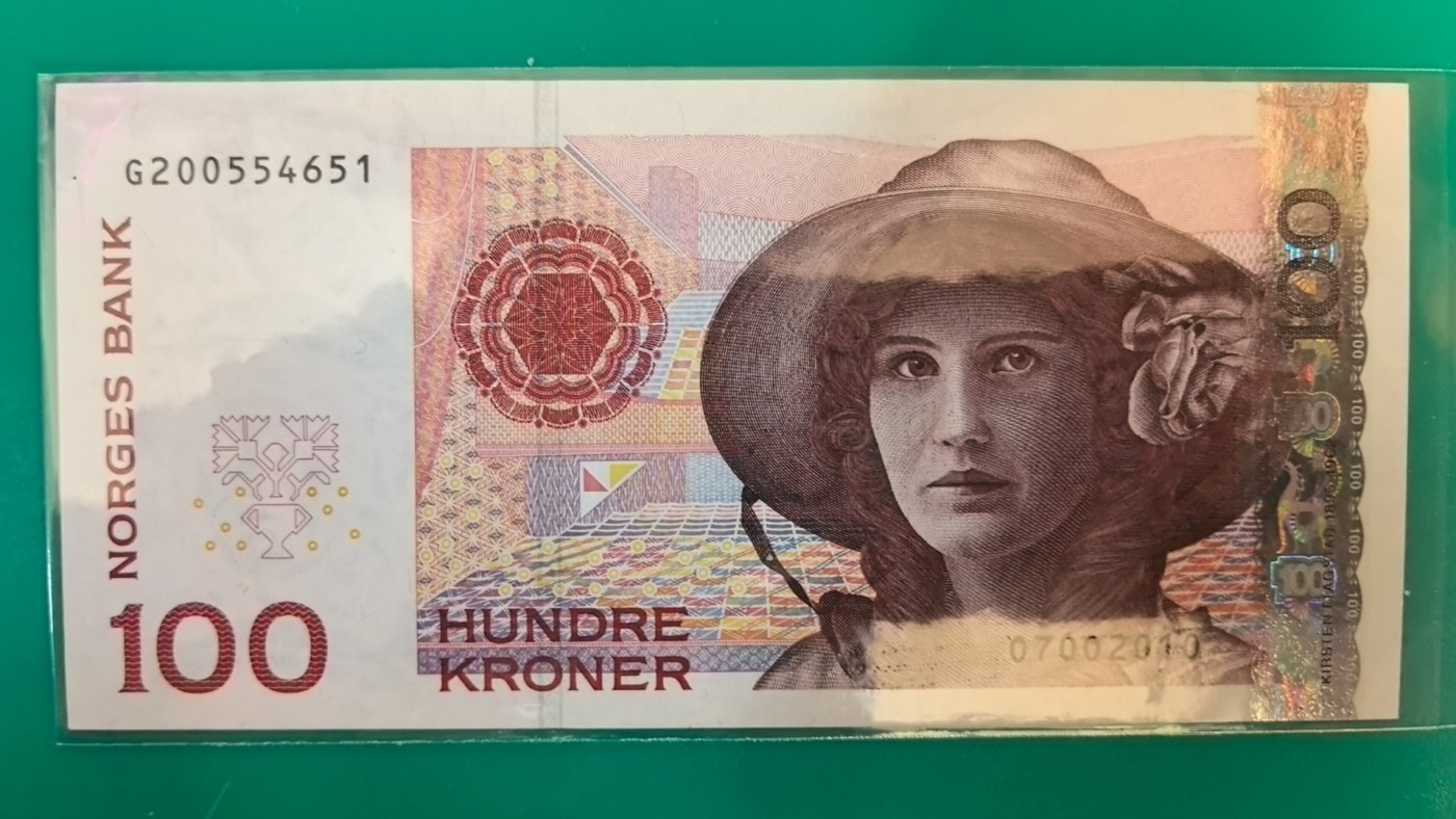 挪威2010年100克朗 实物图 欧洲纸币 UNC