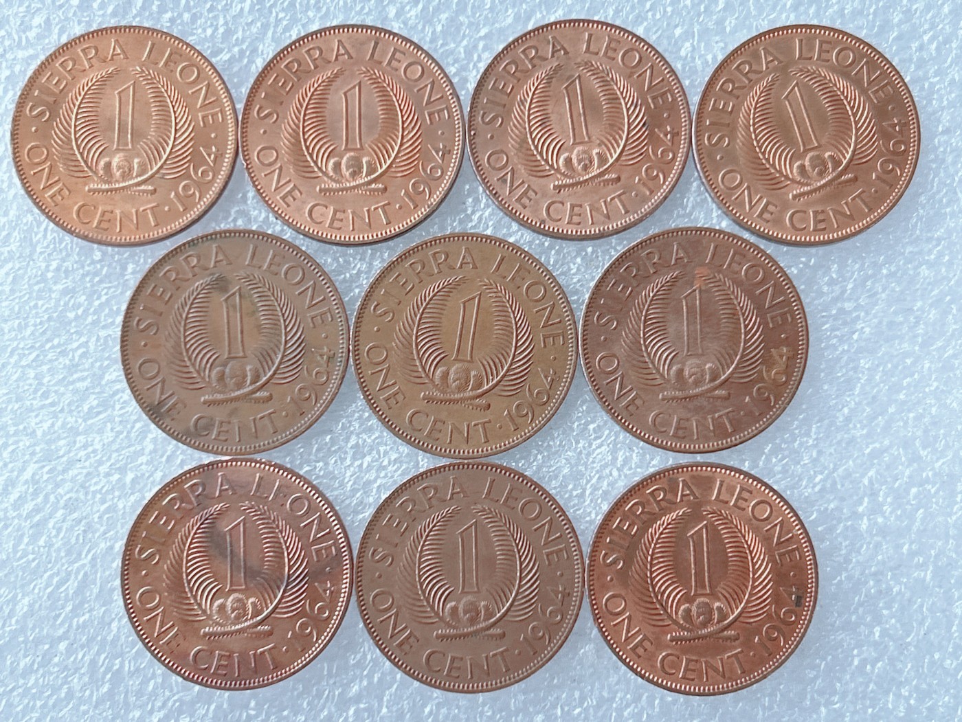 第一海外回流一元起拍收藏 散币专场 第65期 1964年塞拉利昂1分独立后首版米尔顿·马尔盖像 10枚