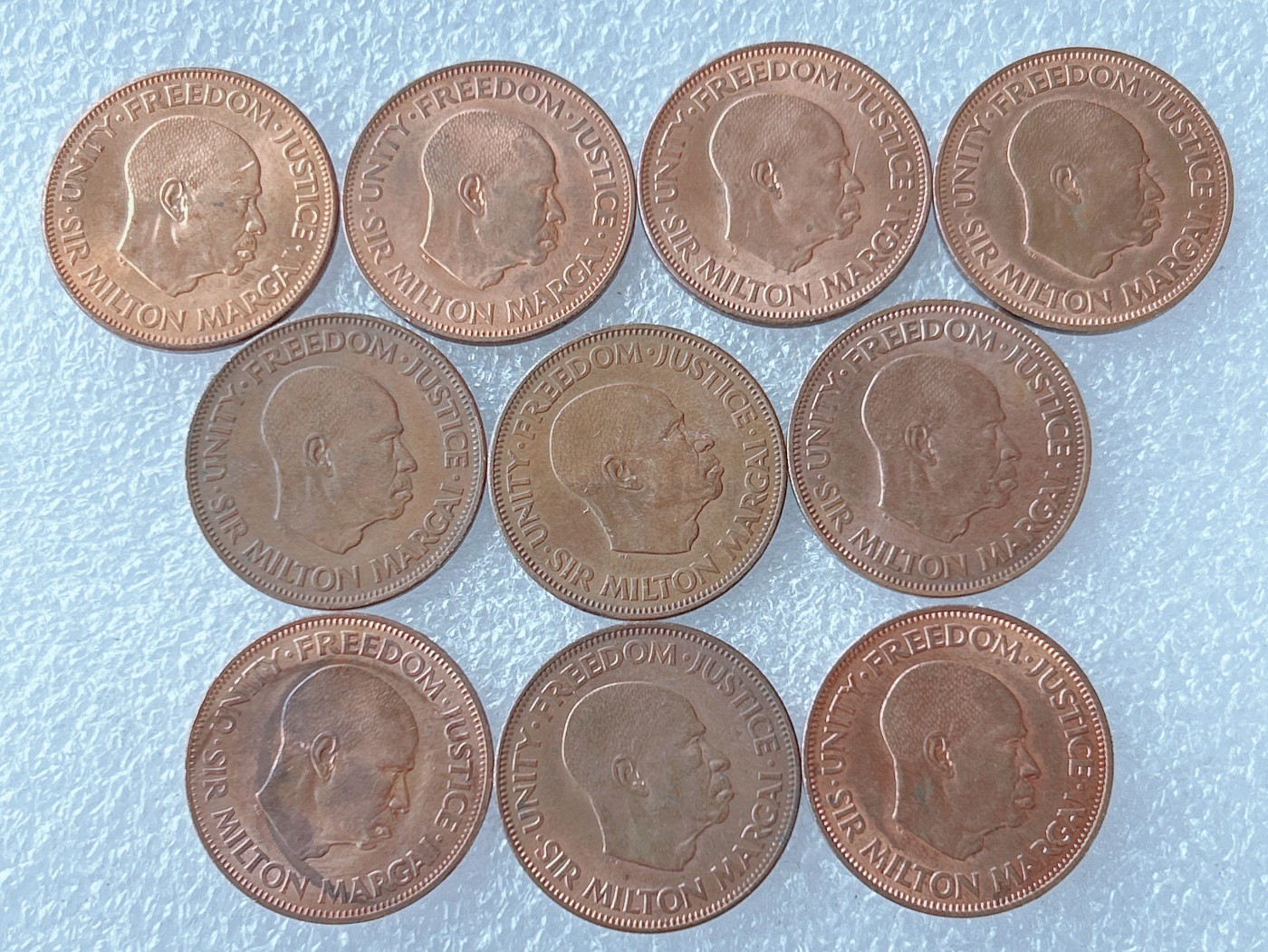 第一海外回流一元起拍收藏 散币专场 第65期 1964年塞拉利昂1分独立后首版米尔顿·马尔盖像 10枚