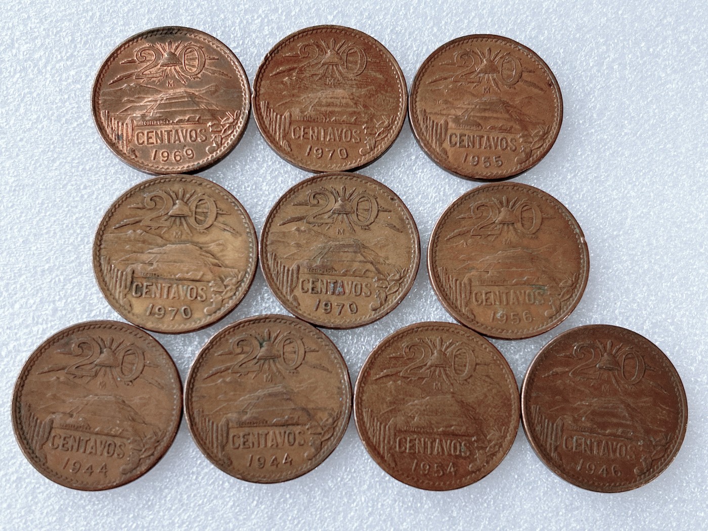 第一海外回流一元起拍收藏 散币专场 第65期 墨西哥20分大铜币 10枚