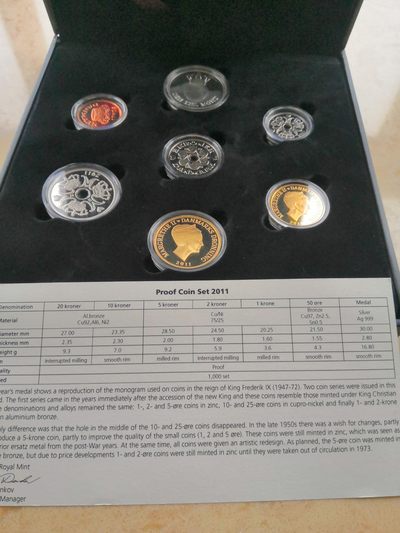 道一币馆币章第三十六场 - 原盒证 丹麦2011年精制套币六枚+纯银纪念章