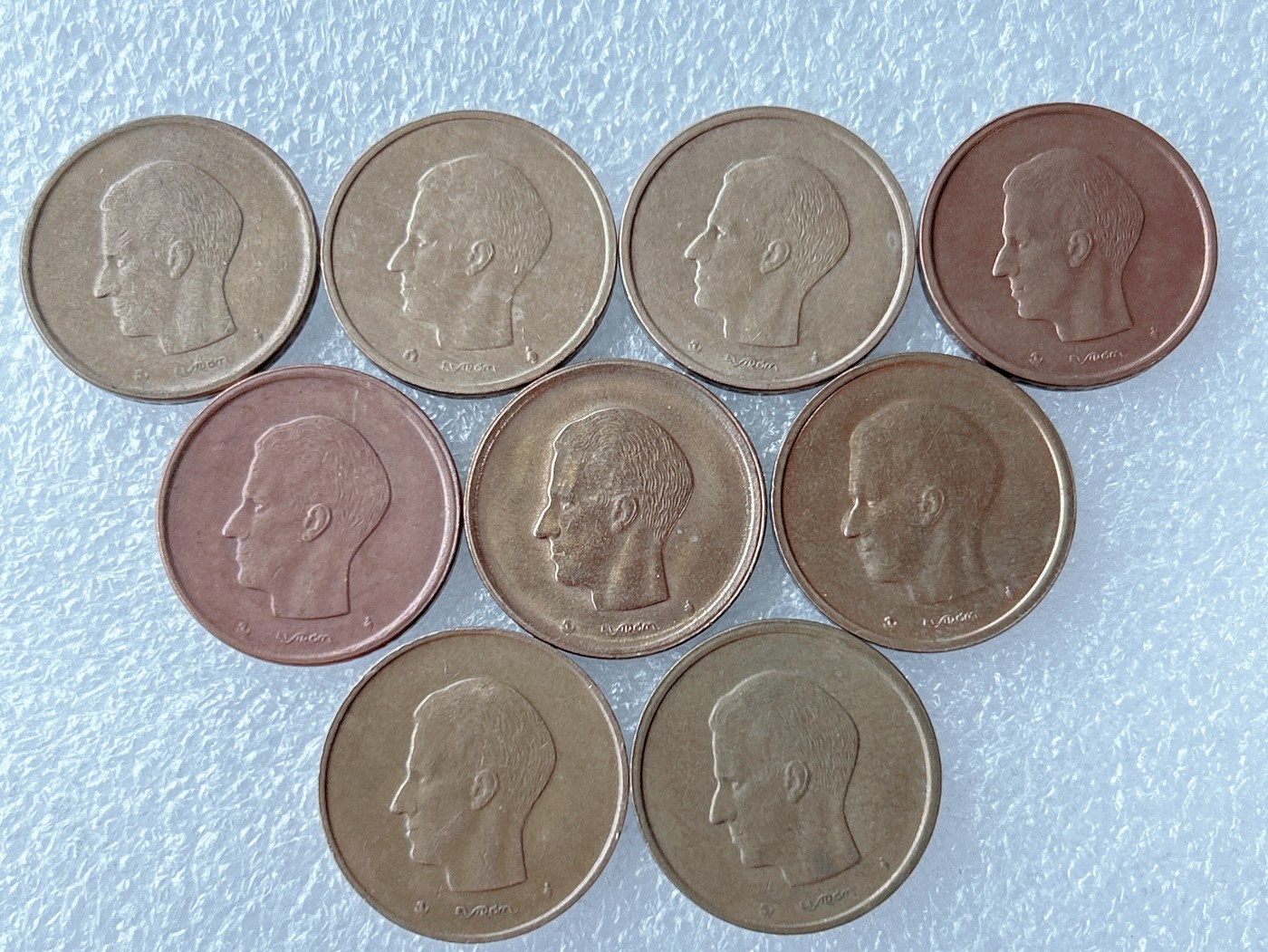 第一海外回流一元起拍收藏 散币专场 第65期 比利时20法郎铜币 博杜安一世 9枚