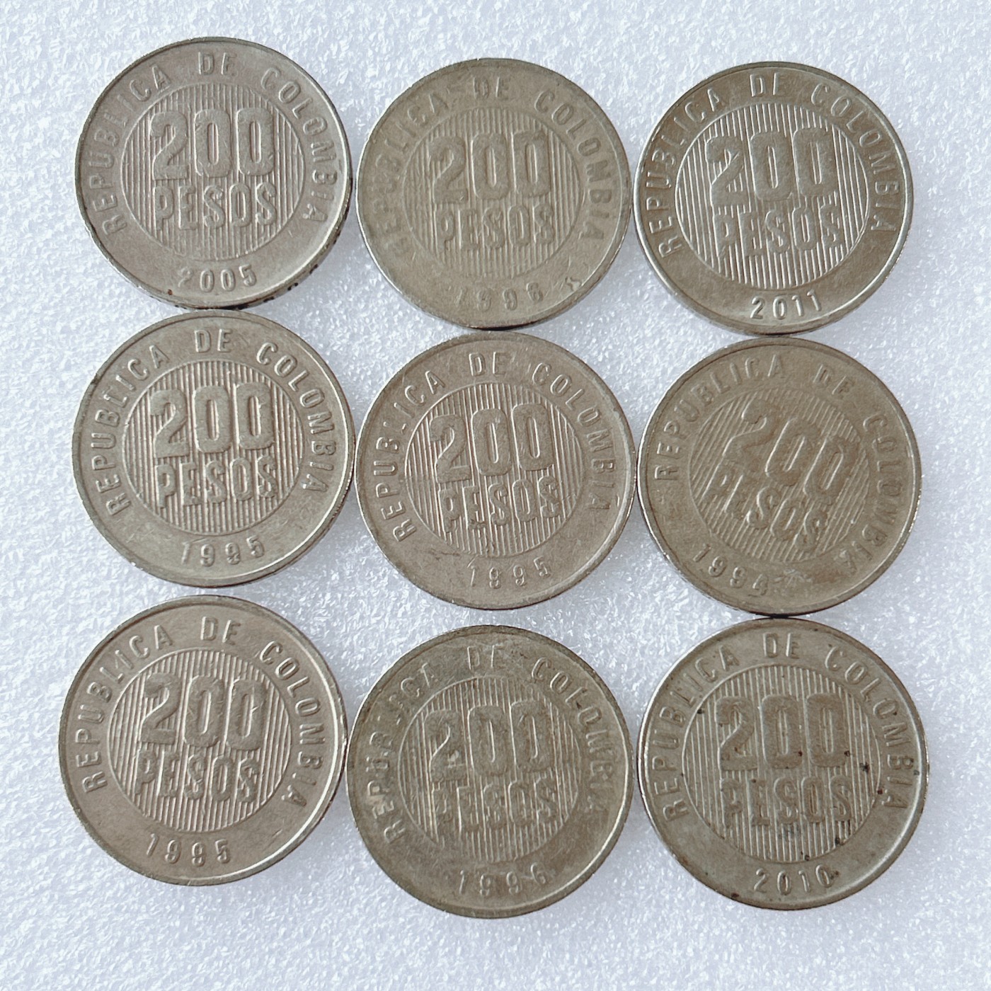 第一海外回流一元起拍收藏 散币专场 第65期 哥伦比亚200比索 9枚