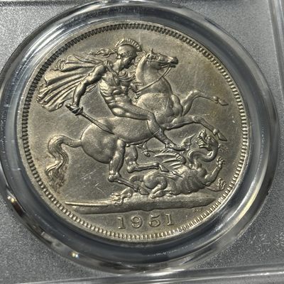 银币评级币专场&全场保真包代 - “最后的马剑”极美英国乔治六世马剑镍币一图一物、保真包代