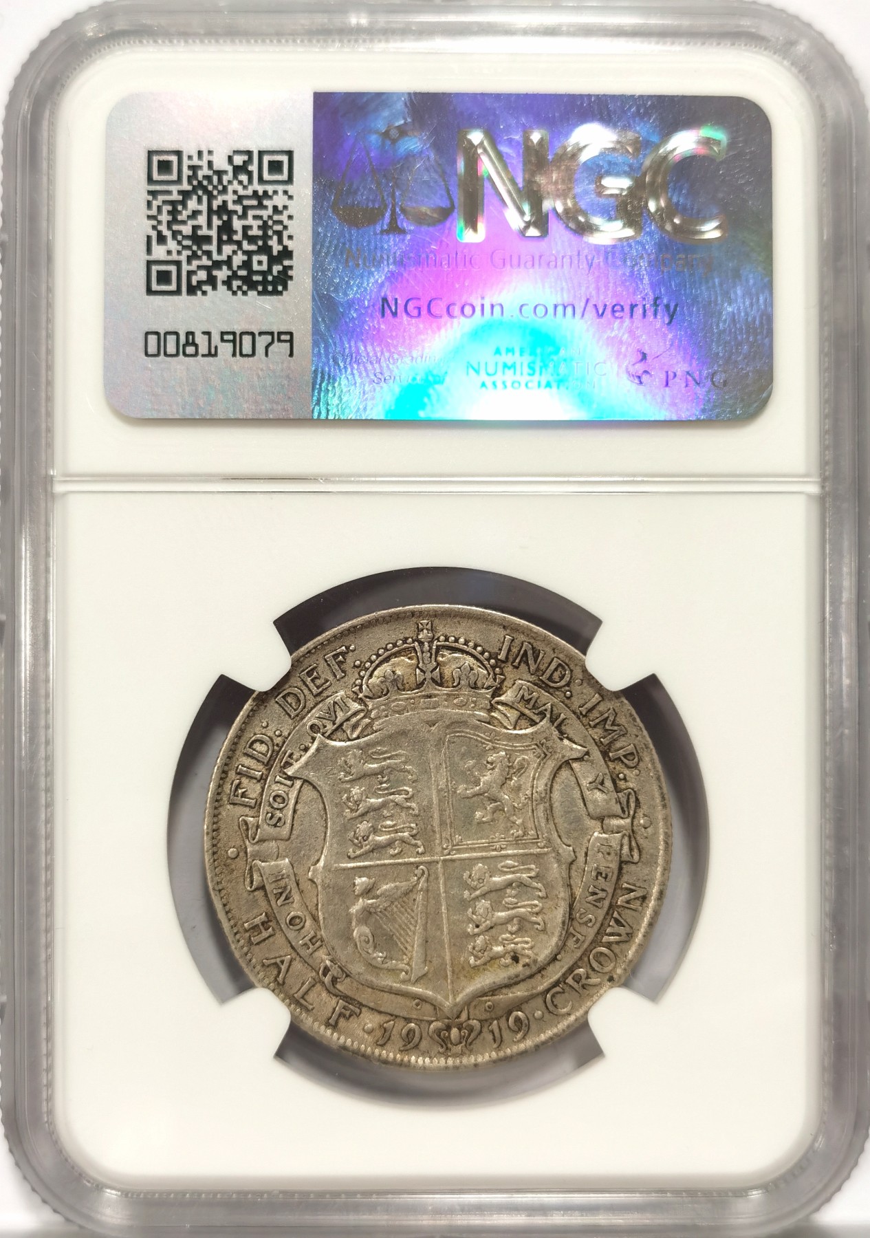 博洋堂世界钱币拍卖第064期（全场包邮） NGC AU50 英国1919年乔治五世1/2克朗银币