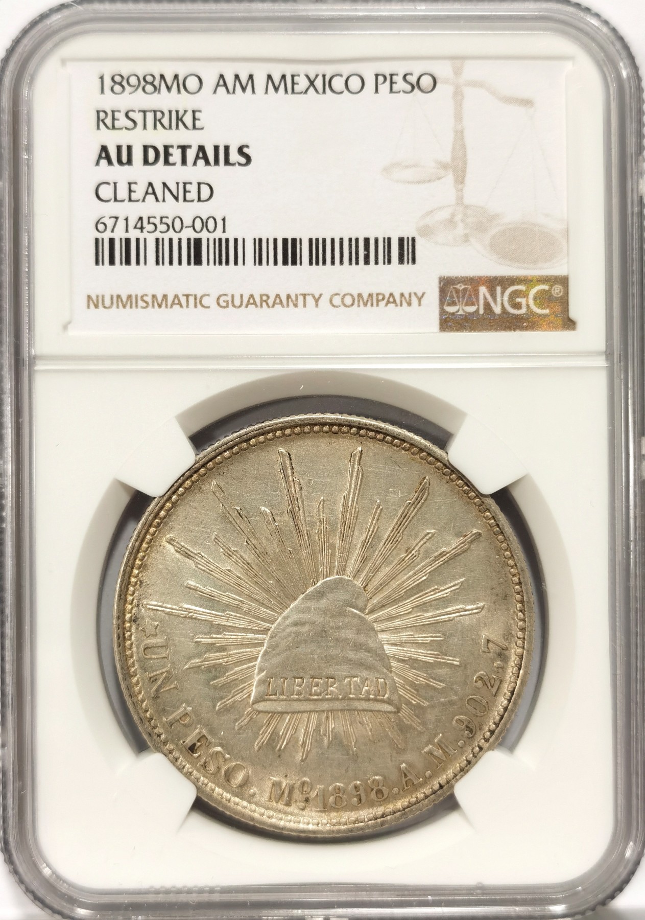 博洋堂世界钱币拍卖第064期（全场包邮） NGC AUD 墨西哥直边大飞鹰MO 1898 1比索 美国为国民党铸造 银光闪闪