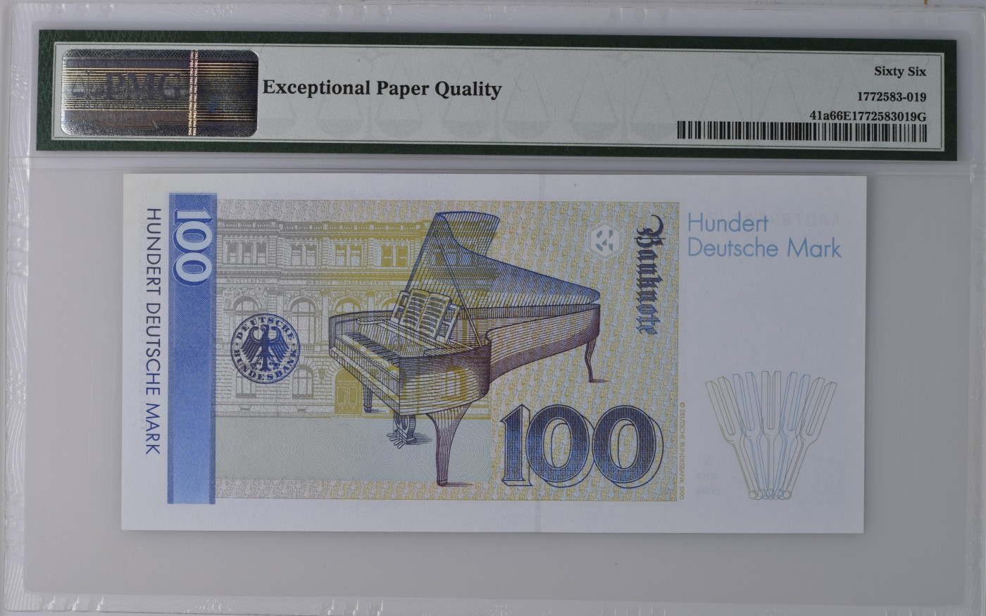 🦩收藏联盟Quantum Auction 第324期拍卖  德国联邦1989年100马克 PMG66 首发年份AA冠 钢琴家克拉拉舒曼