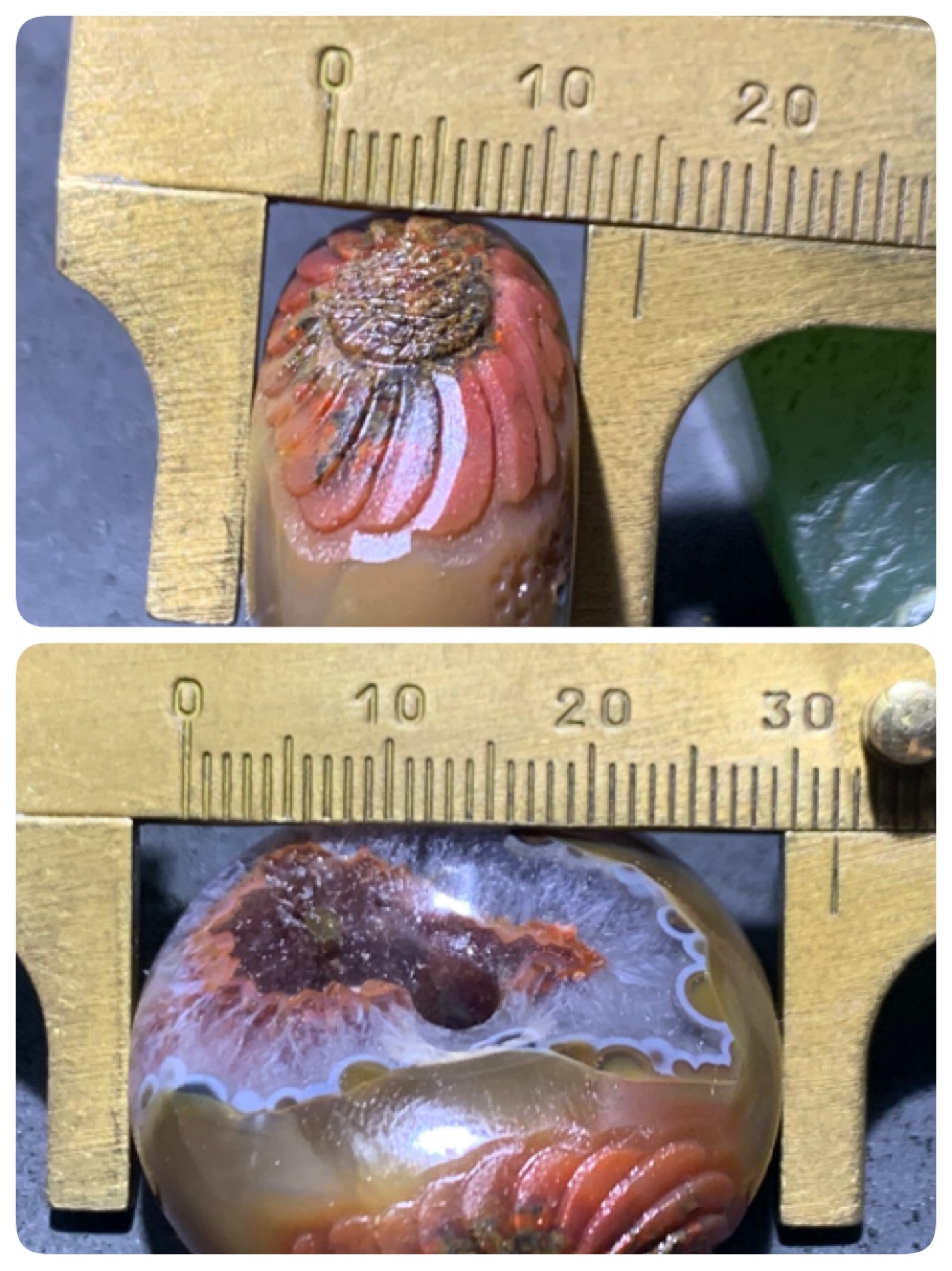 精美亚光高玉化冰飘战国红玛瑙手工俏色太阳花面包圈平安扣一个，