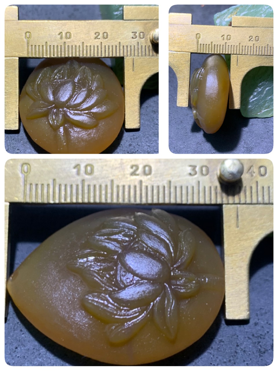 精美亚光高润度冰飘心冻料鸡油黄蒙料战国红玛瑙雕刻荷花吊坠一个