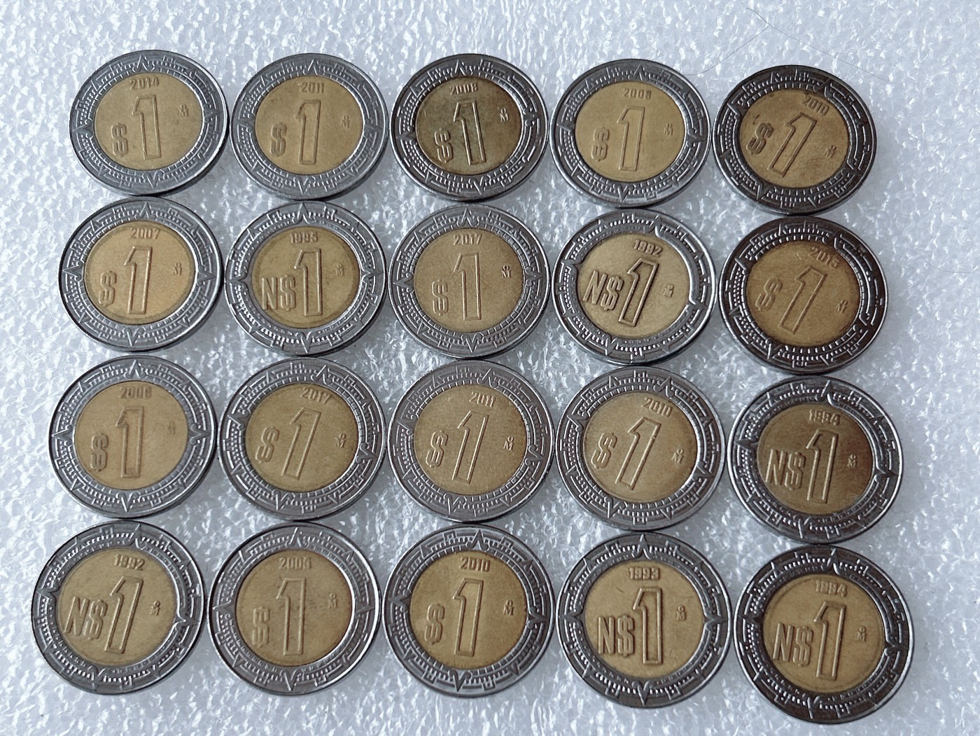 第一海外回流一元起拍收藏 散币专场 第67期 墨西哥1比索玛雅鹰蛇 双金属币 20枚