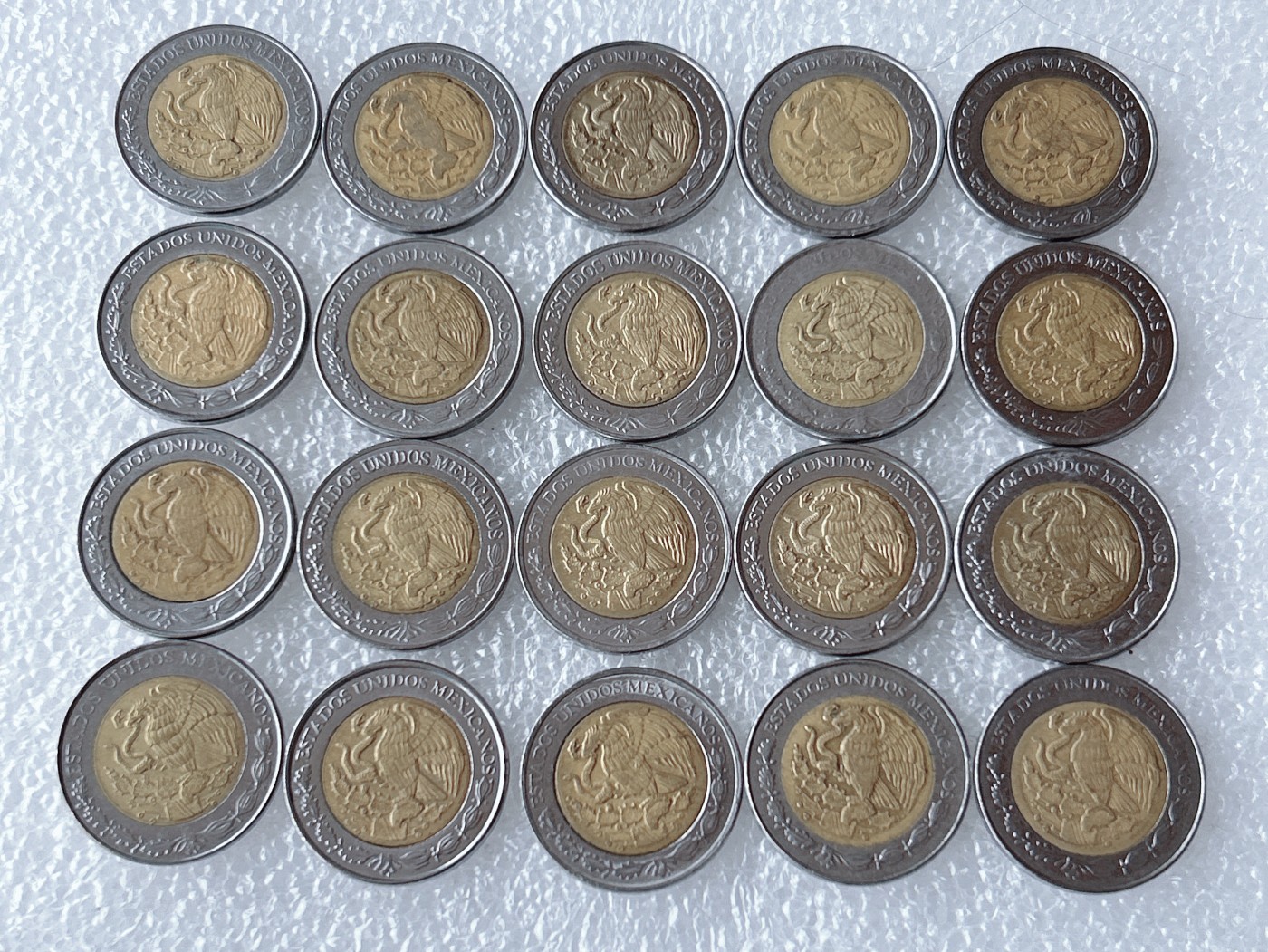 第一海外回流一元起拍收藏 散币专场 第67期 墨西哥1比索玛雅鹰蛇 双金属币 20枚