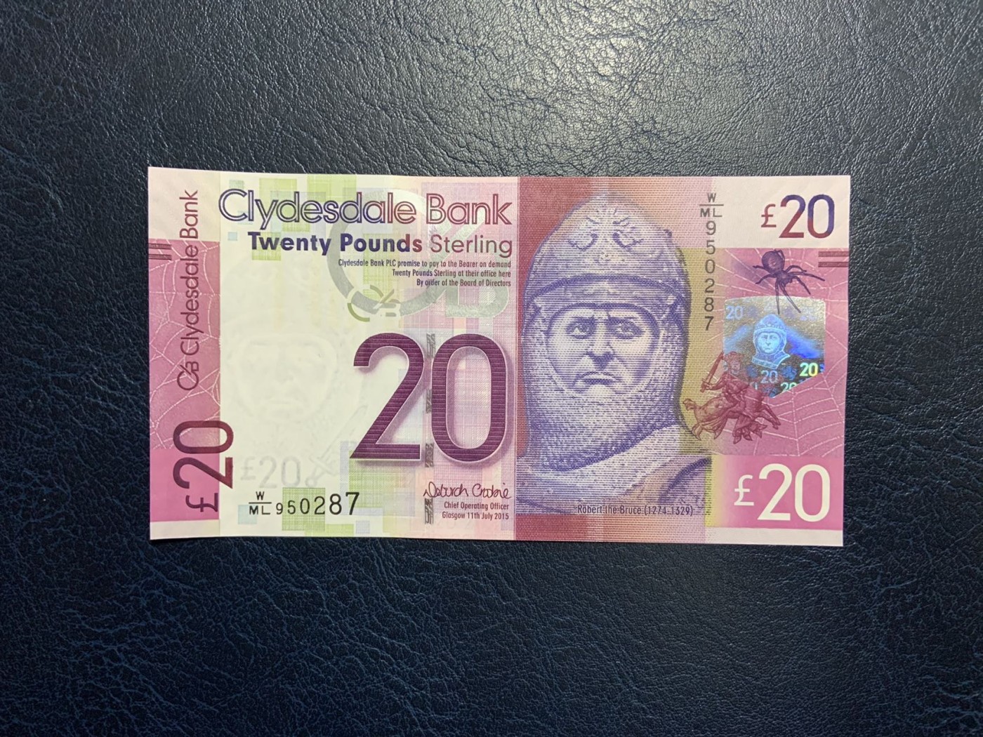 🦩收藏联盟Quantum Auction 第324期拍卖  苏格兰克莱斯戴尔银行2015年20镑 品相全新UNC 号码无4 背面为世界文化遗产