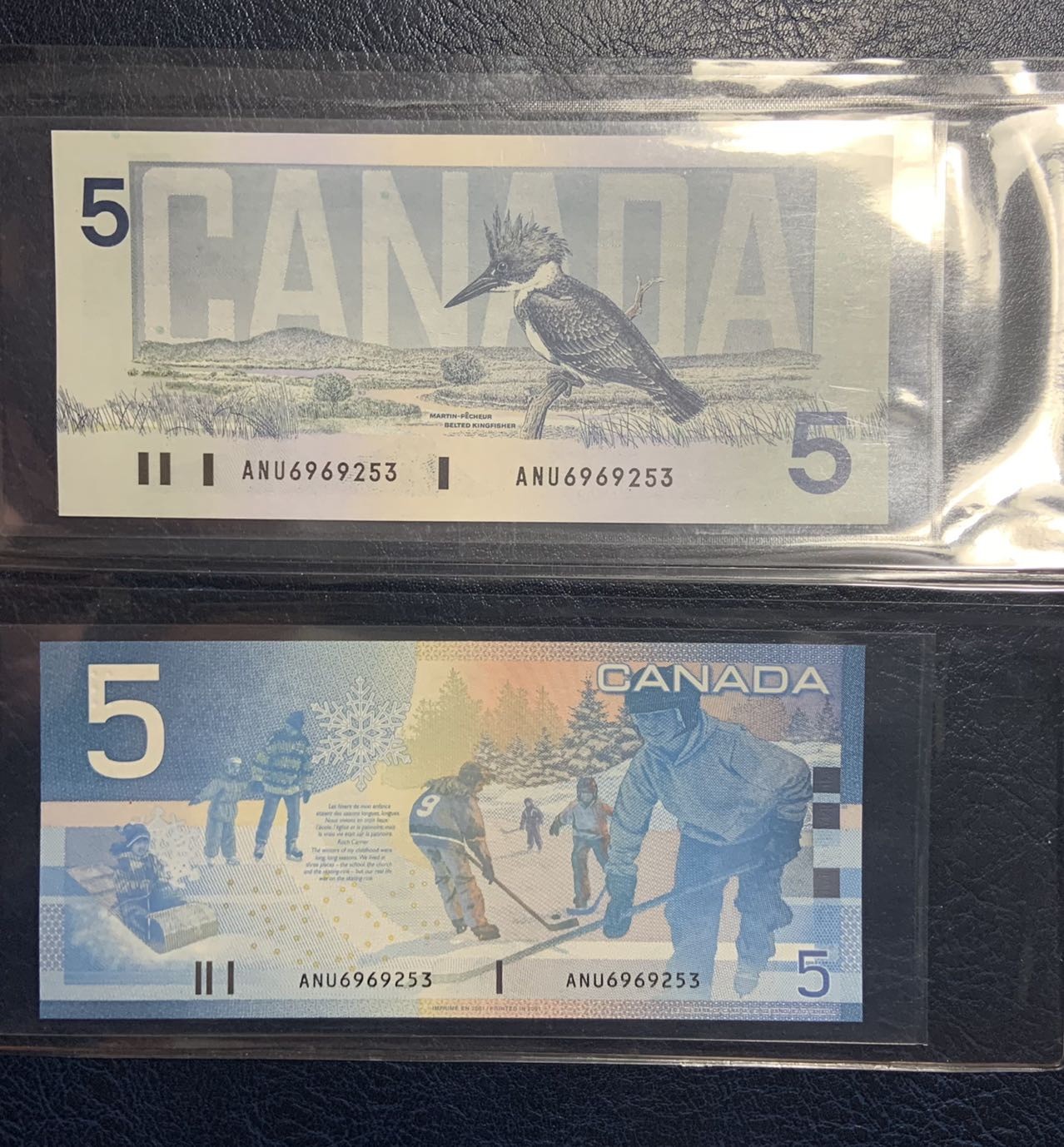 🦩收藏联盟Quantum Auction 第324期拍卖  加拿大1986年和2002年5元全同号同签名一对 品相全新UNC
