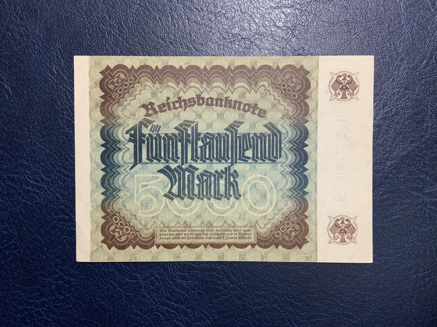 🦩收藏联盟Quantum Auction 第324期拍卖  德国1922年5000马克 品相UNC- 取材画作