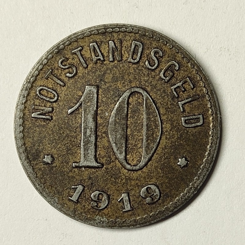 🏮💰物与斋新春连拍3-世界近现代硬币专场（共三场合并发货） 德国紧急状态硬币1919年Sinzig市1919年10分铁币