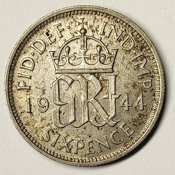 🏮💰物与斋新春连拍3-世界近现代硬币专场（共三场合并发货） 英国1944年乔治六世六便士，老包浆