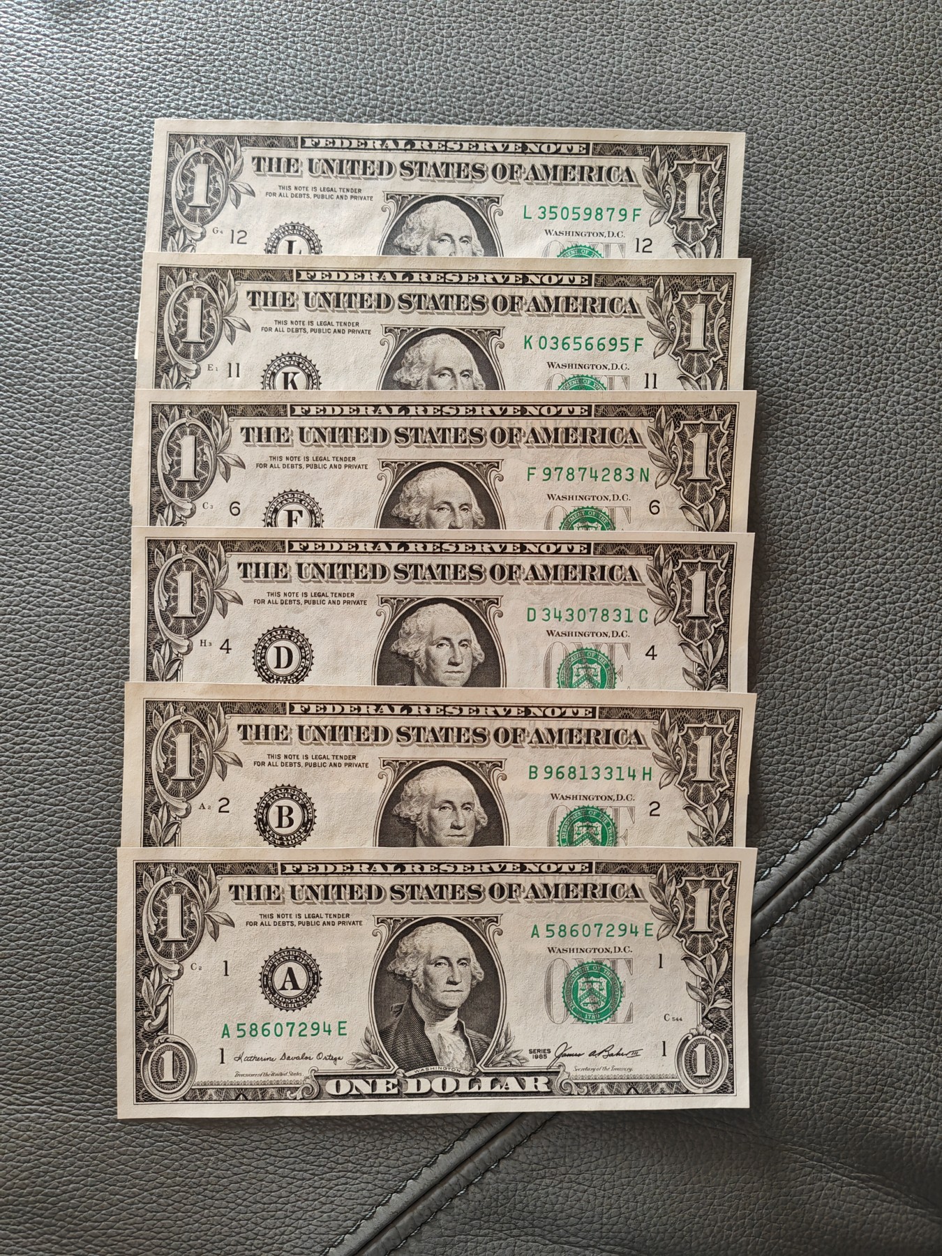 美国纸币 1985年 1美元纸币 全新UNC 美国纸币 1985年 1美元纸币 全新UNC