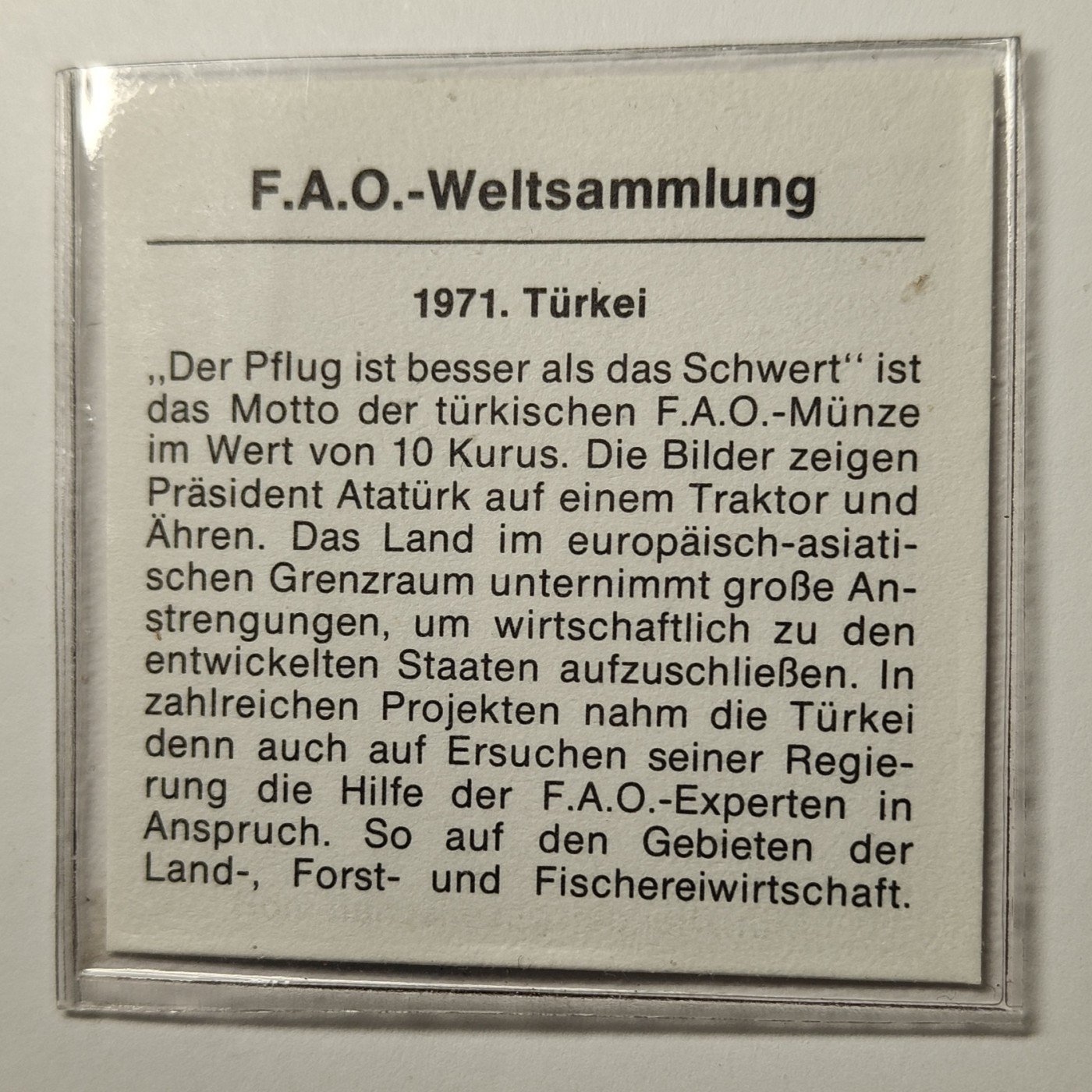 🏮💰物与斋新春连拍3-世界近现代硬币专场（共三场合并发货） 土耳其1971年FAO币10 Kurus铜币 世界粮农组织 绝美紫橙色五彩包浆，细节生动，带原标签及保护盒