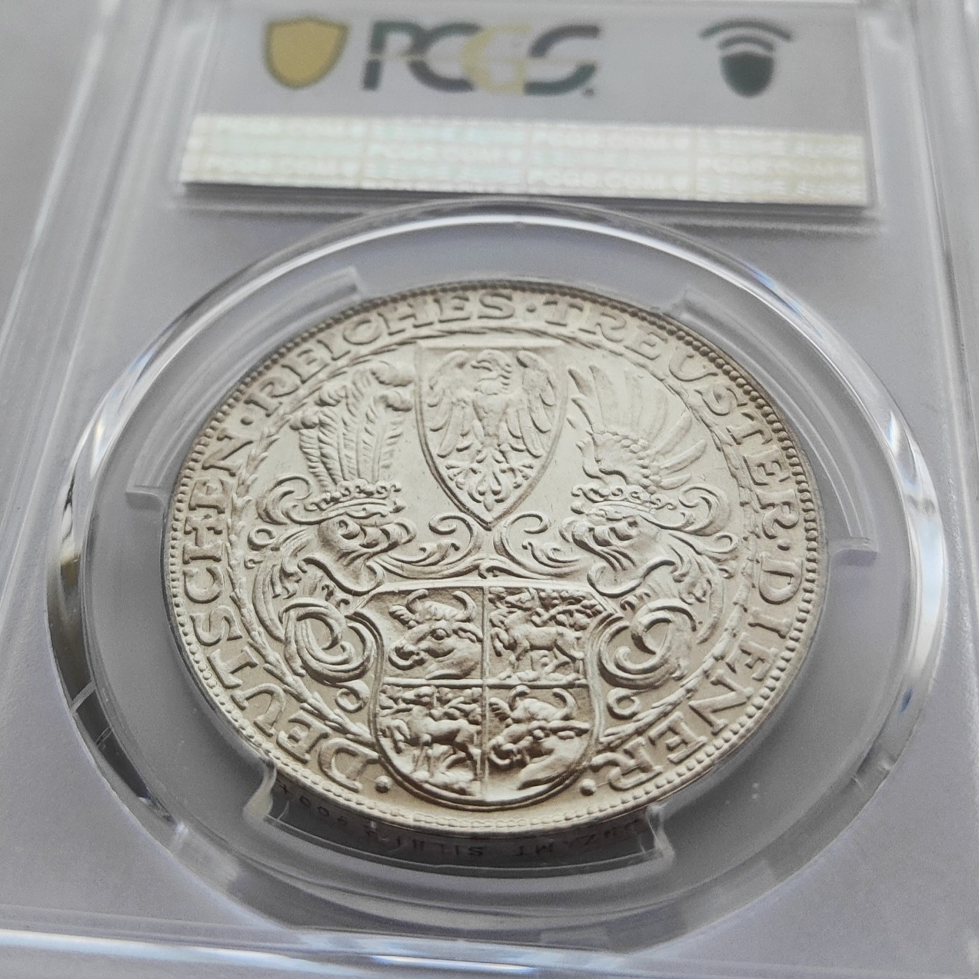 🏮💰物与斋新春连拍3-世界近现代硬币专场（共三场合并发货） PCGS-SP63 德国1927年D厂兴登堡5马克 类精制状态，镜面底板，银光闪闪