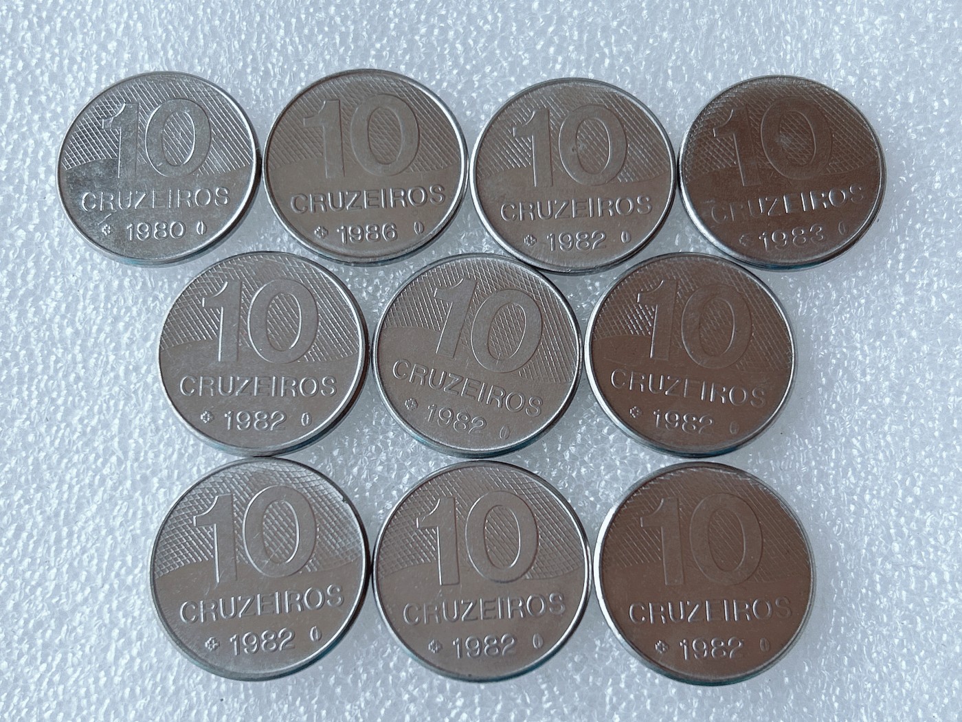 第一海外回流一元起拍收藏 散币专场 第66期 巴西80年代10克鲁塞罗扎多地图币 10枚