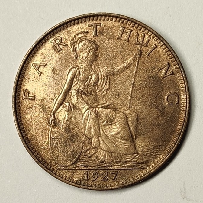 🏮💰物与斋新春连拍3-世界近现代硬币专场（共三场合并发货） 英国1927年乔治五世法新铜币，原铜光好品相