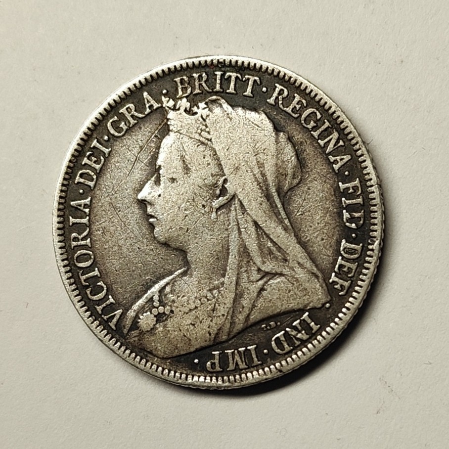 🏮💰物与斋新春连拍3-世界近现代硬币专场（共三场合并发货） 英国1896年维多利亚披纱先令银币，自然传世包浆